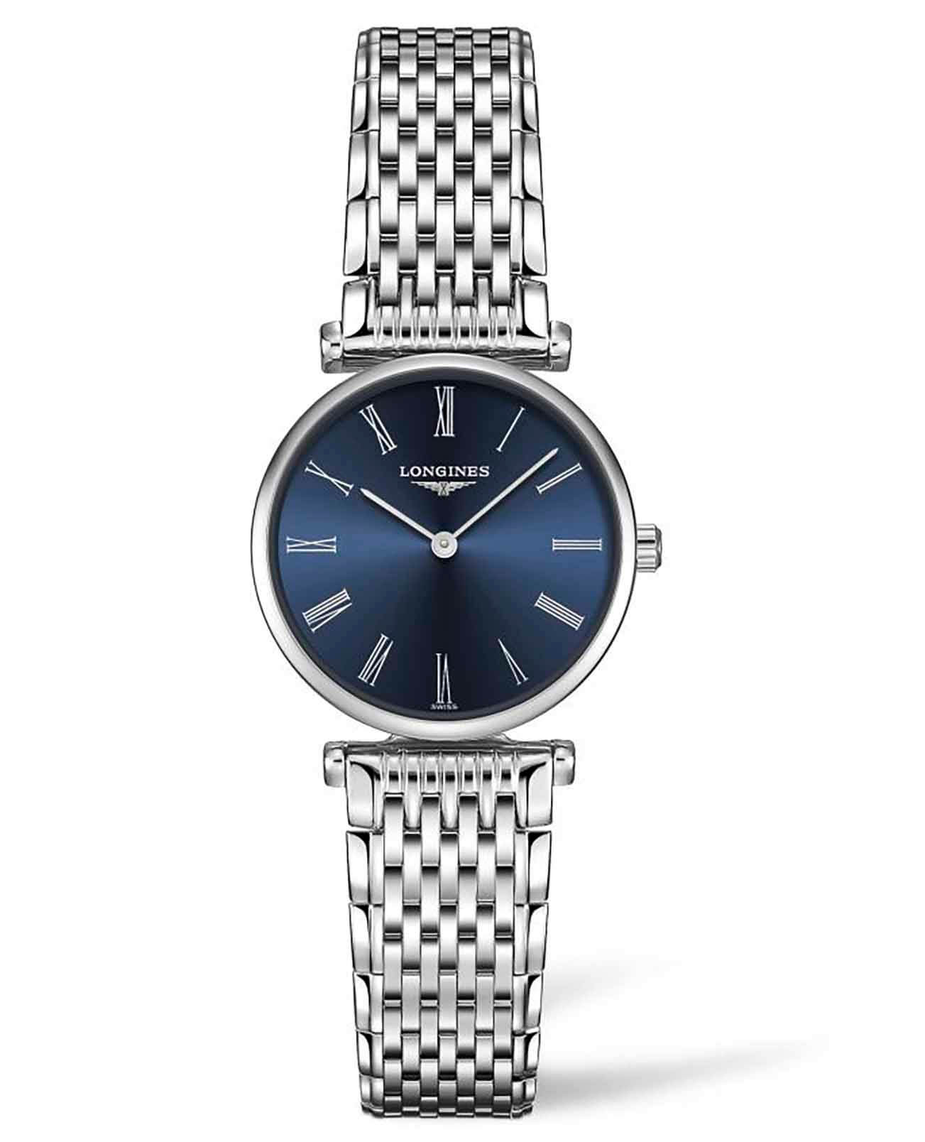 Longines Longines La Grande Classique L4.209.4.94.6  L42094946 кварцевые женские часы синий циферблат, браслет нержавеющая сталь — вид спереди