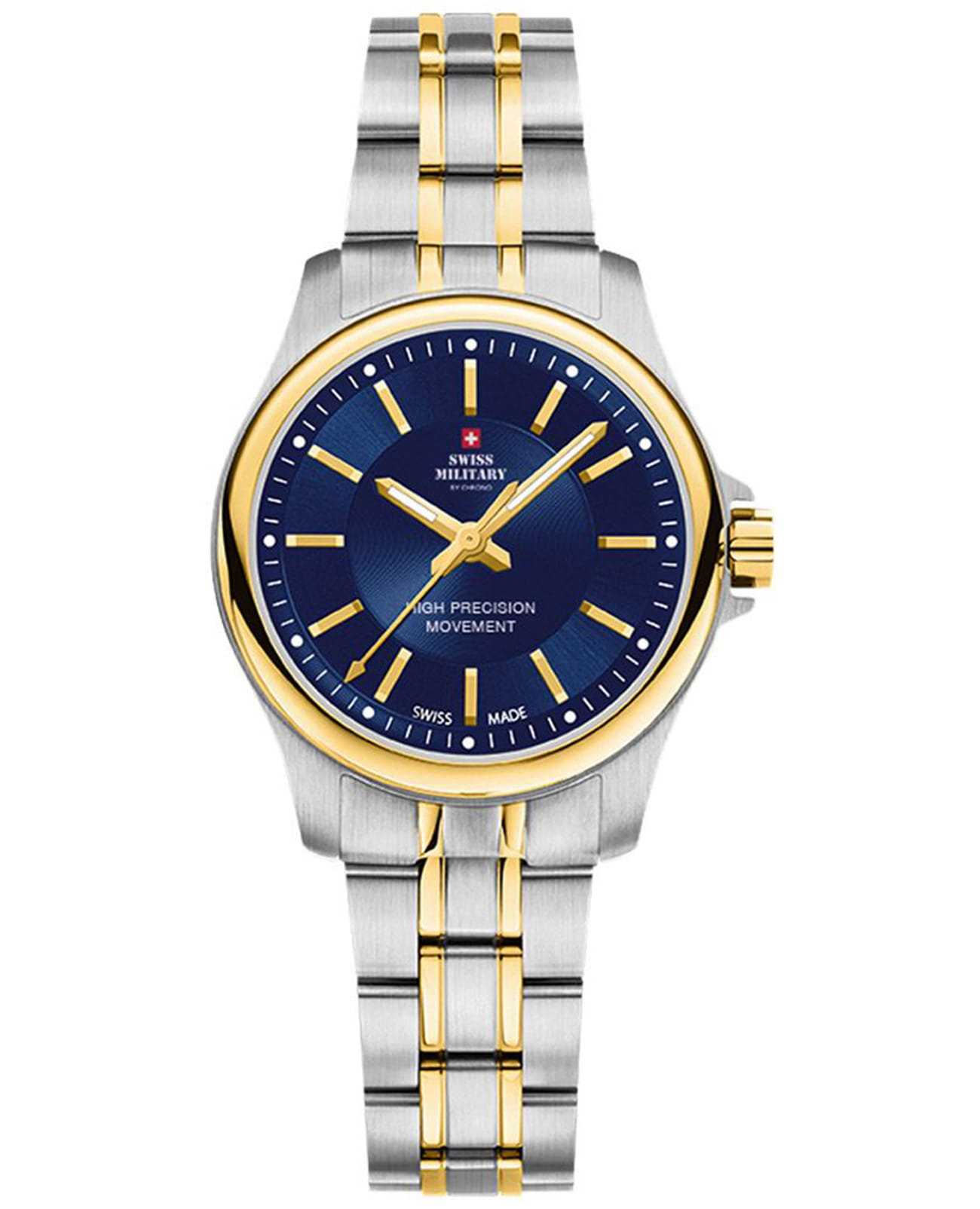 Swiss Military by Chrono Swiss Military by Chrono Сверхточные SM30201.06  SM30201.06 кварцевые женские часы синий циферблат, браслет сталь c pvd покрытием — вид спереди