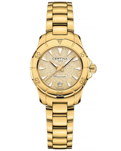 Certina Certina DS Action Lady C032.951.33.361.00 DS Action C0329513336100 кварцевые женские часы золотой циферблат, браслет нержавеющая сталь с pvd-покрытием — вид спереди