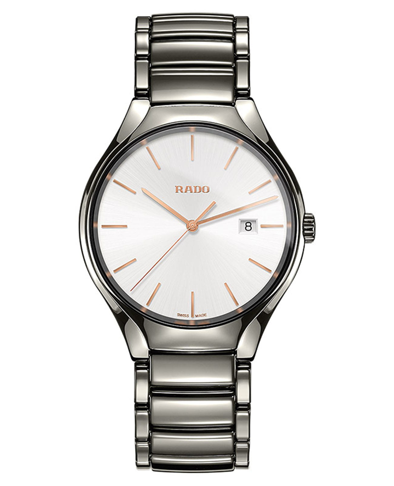 Rado Rado True R27239102  R27239102 кварцевые мужские часы белый циферблат, браслет высокотехнологичная плазменная керамика — вид спереди