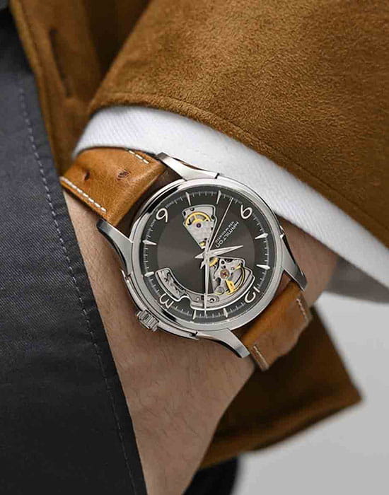 Hamilton Hamilton Jazzmaster Open Heart Auto H32565585 механические мужские часы часы крупный план черный циферблата