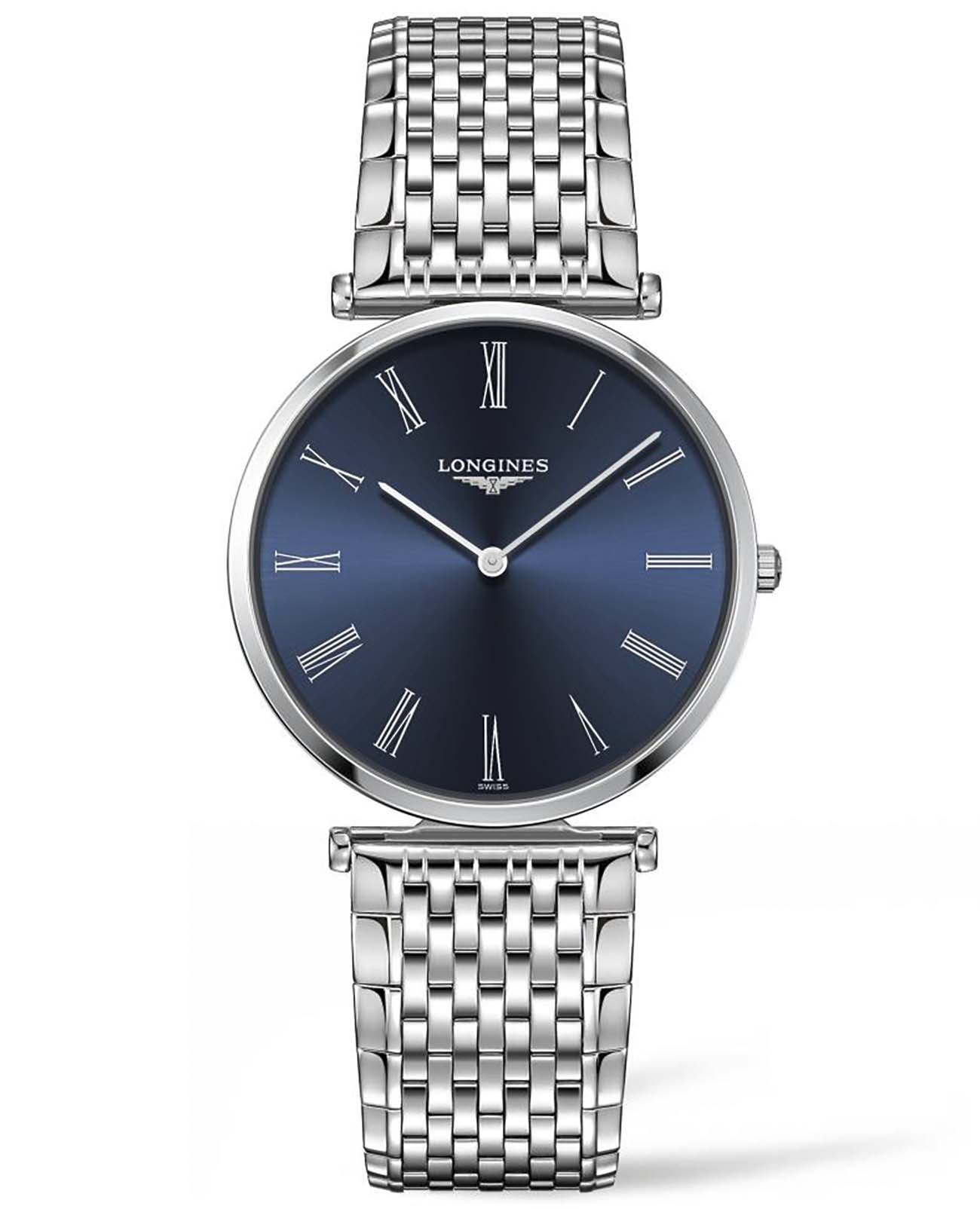 Longines Longines La Grande Classique L4.755.4.94.6  L47554946 кварцевые мужские часы синий циферблат, браслет нержавеющая сталь — вид спереди