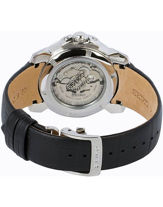 Seiko Seiko SSA373J1,  япония мужские часы на браслете кожаный боковой вид