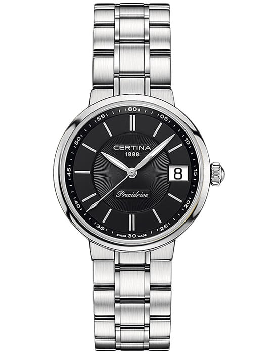 Certina Certina DS Stella C031.210.11.051.00  C0312101105100 кварцевые женские часы черный циферблат, браслет нержавеющая сталь — вид спереди