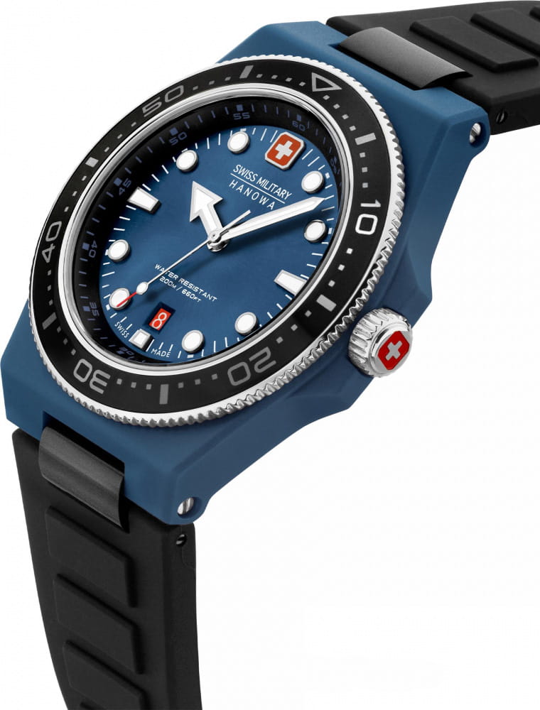 Swiss Military Hanowa Swiss Military Hanowa Ocean Pioneer SMWGN0001184,  швейцария мужские часы на браслете силикон боковой вид