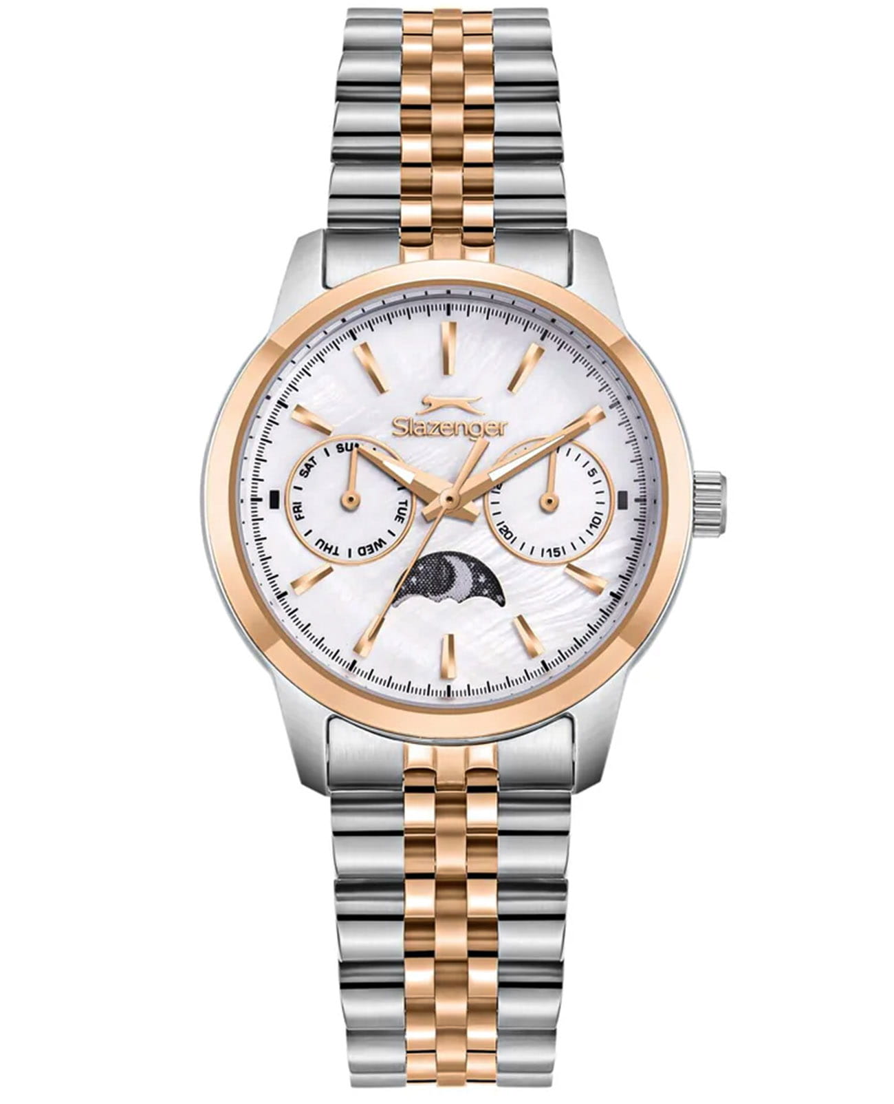 Slazenger Slazenger SL.09.2462.4.05  SL.09.2462.4.05 кварцевые женские часы белый циферблат, браслет суперметалл с ip покрытием — вид спереди