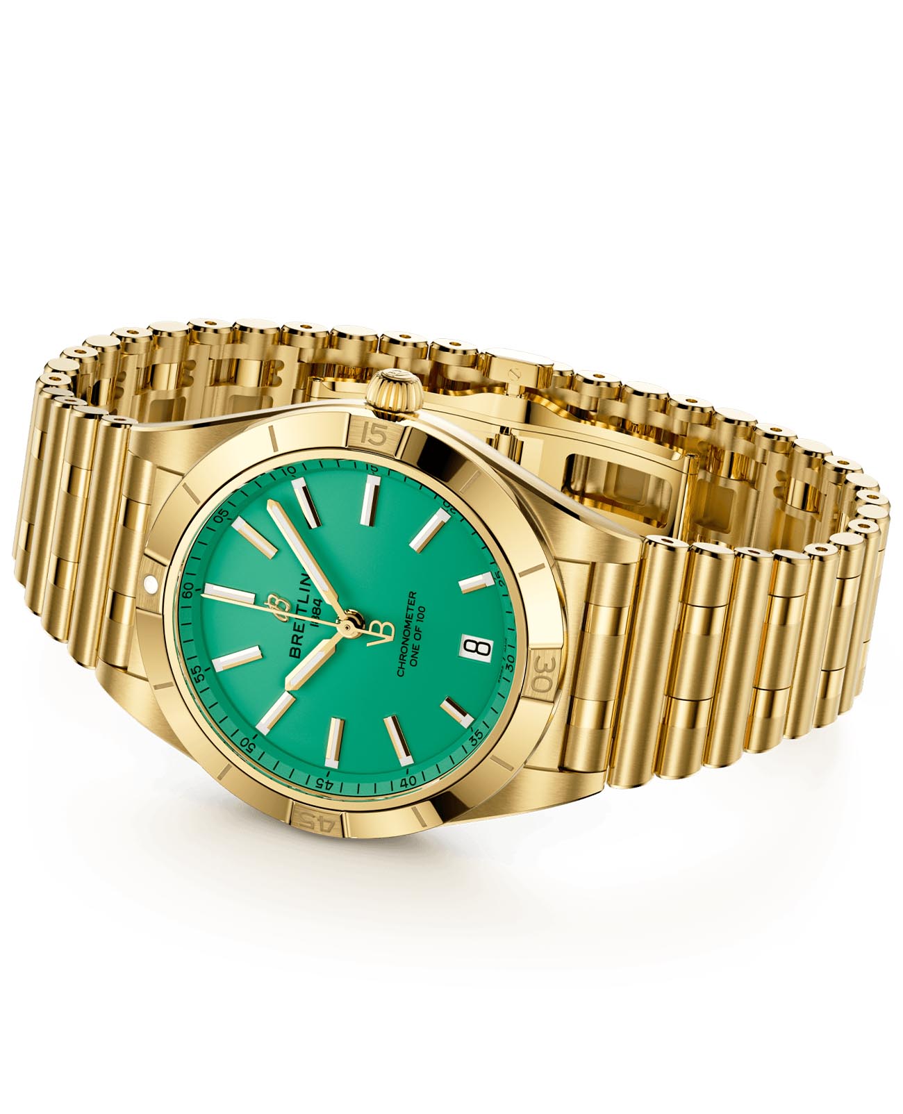 Breitling Breitling Chronomat Automatic 36 Victoria Beckham K103801A1L1K1, chronomat швейцария женские часы на браслете 18-каратное желтое золото боковой вид