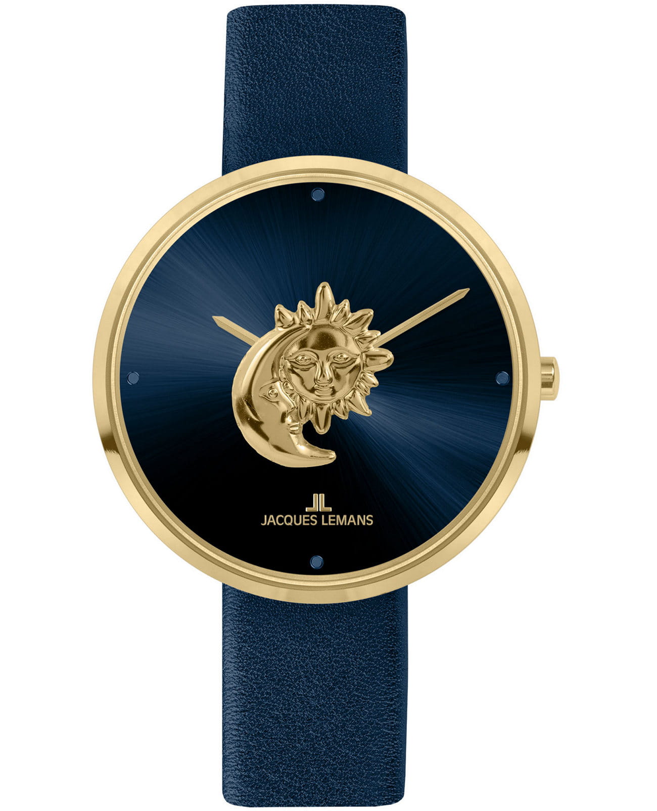 Jacques Lemans Jacques Lemans  Design Collection 1-2092H  1-2092H кварцевые женские часы синий циферблат, браслет кожаный — вид спереди