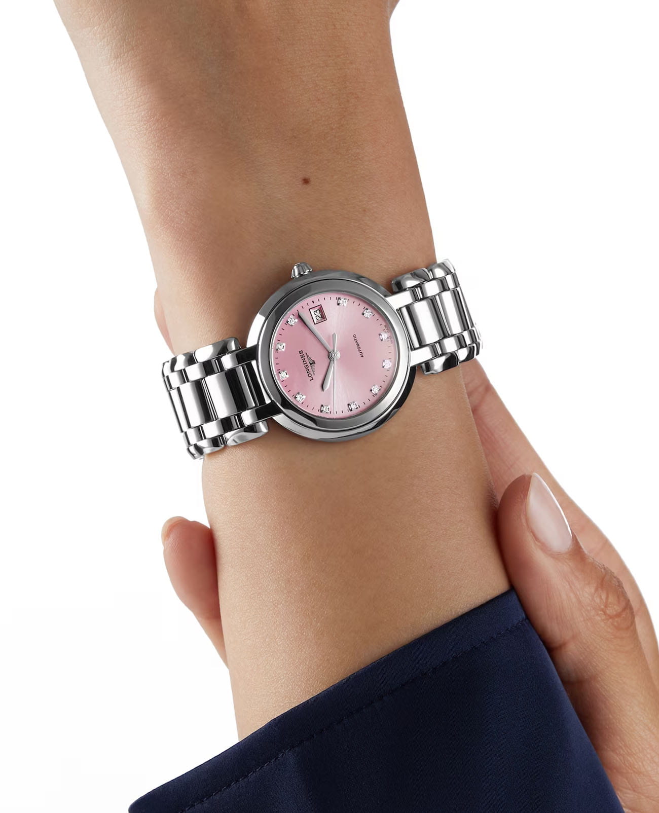 Longines Longines PrimaLuna L8.113.4.99.6 механические женские часы часы крупный план розовый циферблата