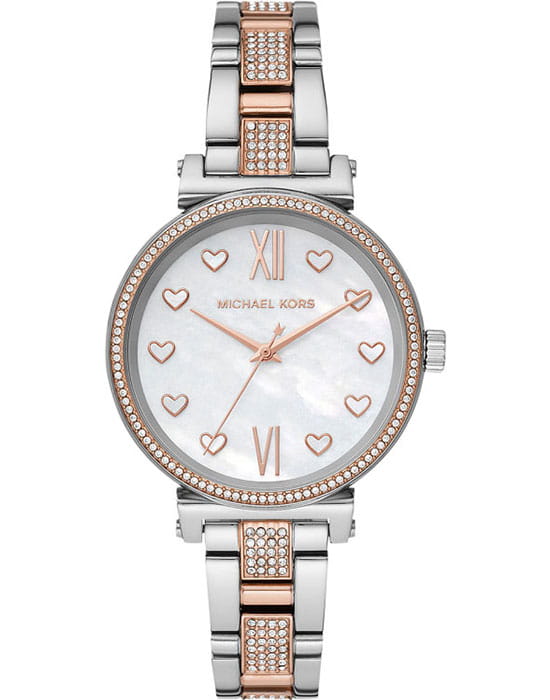 Michael Kors Michael Kors Runway MK4458  MK4458 кварцевые женские часы перламутровый циферблат, браслет сталь c pvd покрытием — вид спереди